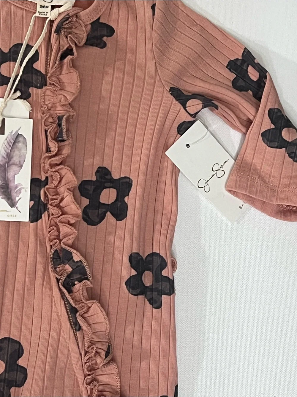 NWT Jessica Simpson Baby Floral Footie & Headband Set 3–6M